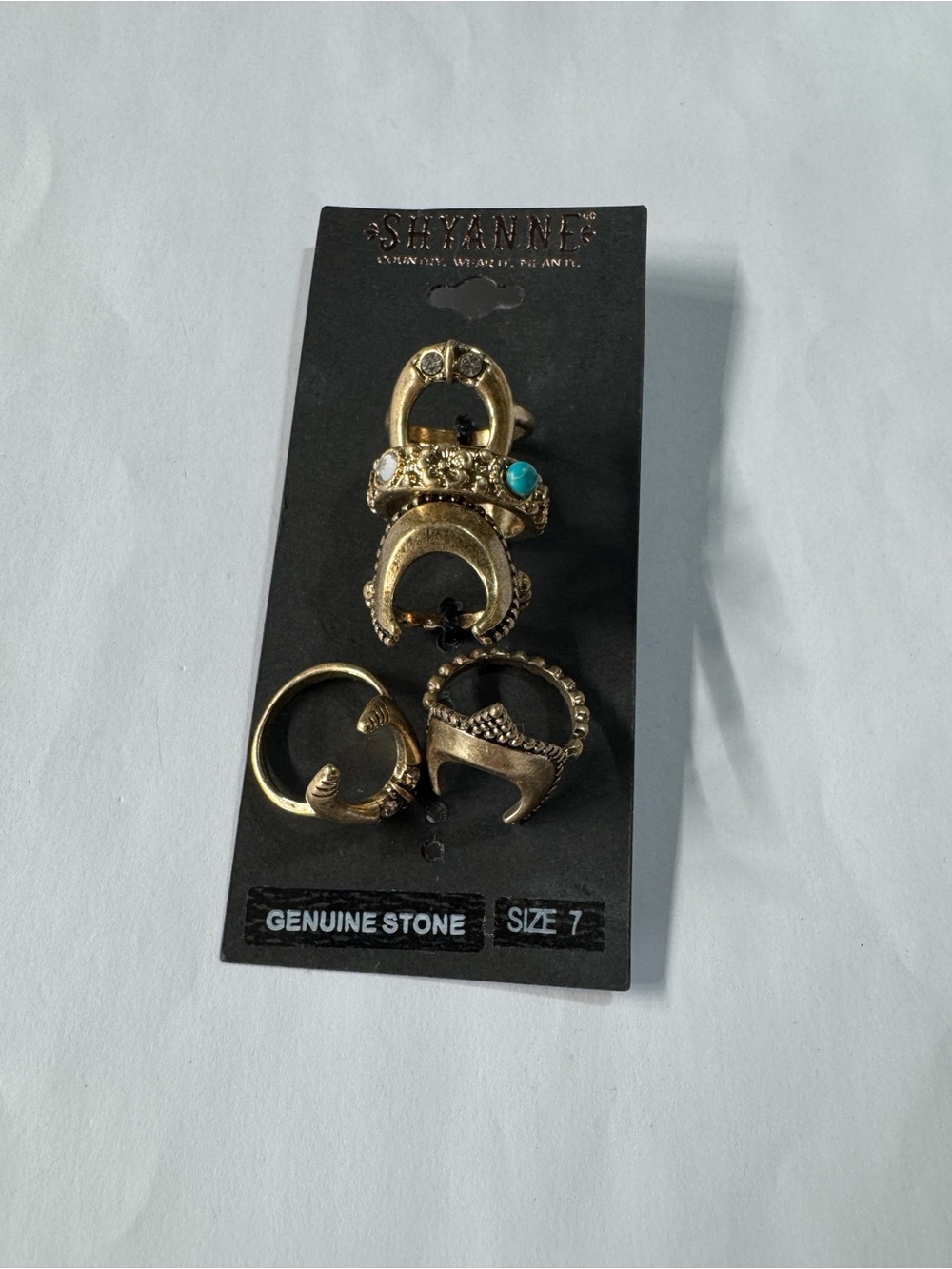 Shyanne Gold-Tone Stackable Rings with Turquoise Accent